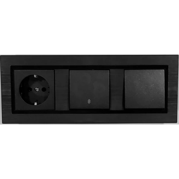 Quantum Siyah Topraklı Priz+Vaviyen+Anahtar 3'lü Set (ovivo) ürün görseli 1