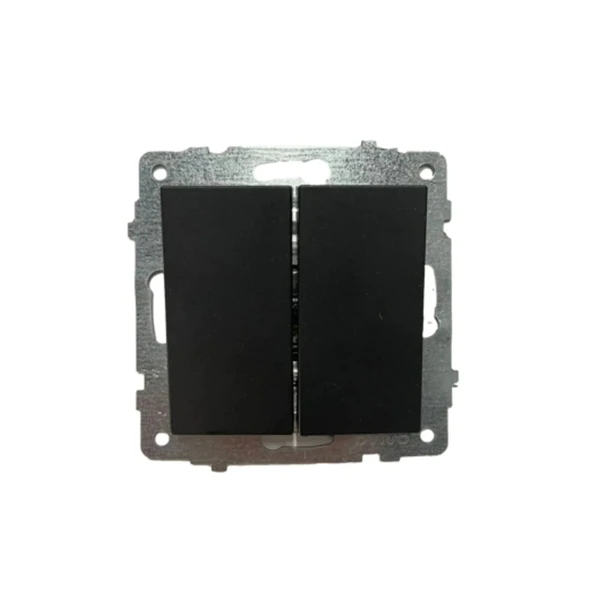 Ovivo Grano Siyah Anahtar + Komütatör (ikili) Anahtar Set - Resim 3