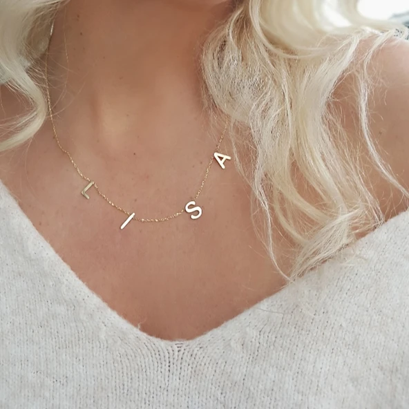 Vaoov 925 Ayar Gümüş Harfli İsim Kolye ürün görseli