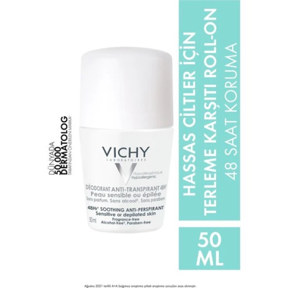 Vichy Sensitive Roll-On Hassas Ciltler İçin Deodorant 50 ml - 1