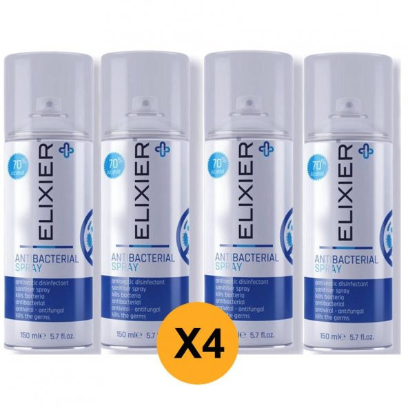 ELIXIER ANTIBAKTERIYEL  DEZENFEKTAN SPREY 150 ML  - 4 ADET