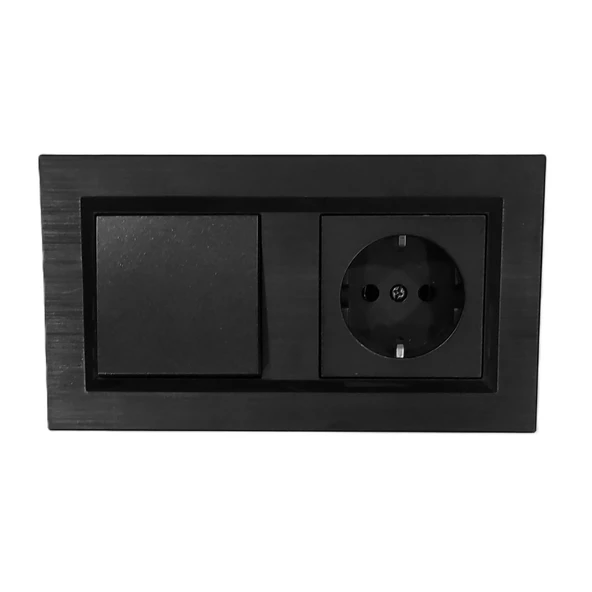Quantum Siyah Anahtar+Topraklı Priz 2'li Set (ovivo) ürün görseli 1