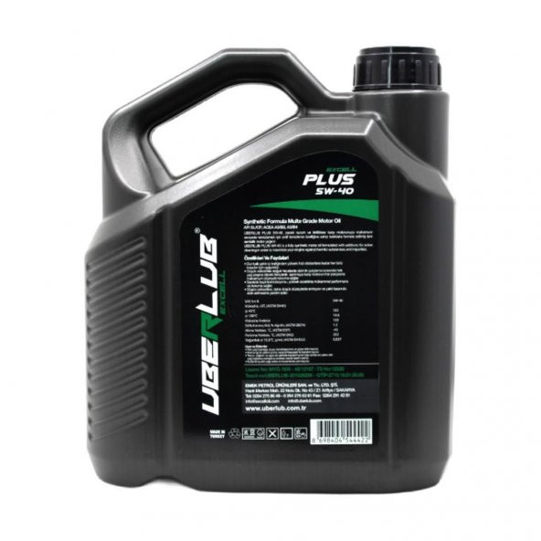 Uberlub Excell Extreme 5W-40 4 Lt Tam Sentetik Motor Yağı - 4