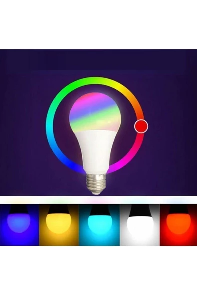 Uzaktan Kumandalı Rgb Led Ampul 9watt E27 Tasarruflu Dimmerli Led Lamba 16 Ton - 6