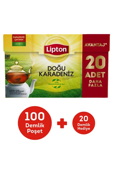 Lipton Doğu Karadeniz Demlik Poşet Çay 100lü + 20 Adet Hediye ürün görseli