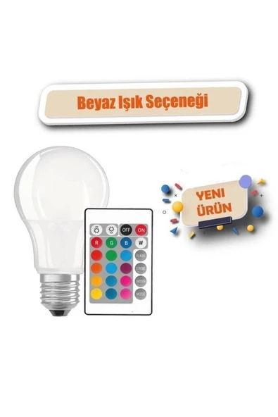Uzaktan Kumandalı Rgb Led Ampul 9watt E27 Tasarruflu Dimmerli Led Lamba 16 Ton - 5