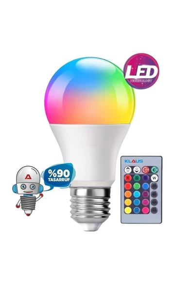 Uzaktan Kumandalı Rgb Led Ampul 9watt E27 Tasarruflu Dimmerli Led Lamba 16 Ton - 2