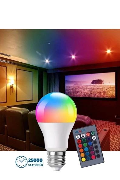 Uzaktan Kumandalı Rgb Led Ampul 9watt E27 Tasarruflu Dimmerli Led Lamba 16 Ton - 3