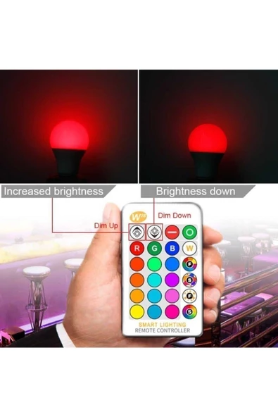 Uzaktan Kumandalı Rgb Led Ampul 9watt E27 Tasarruflu Dimmerli Led Lamba 16 Ton - 4