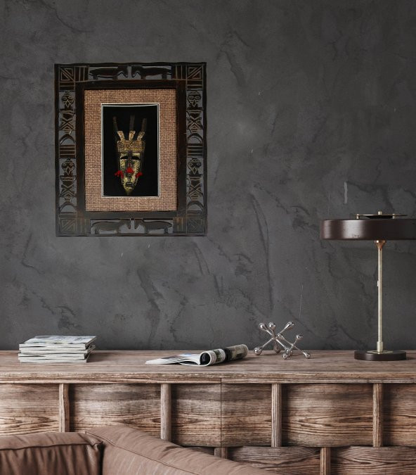 El Oyması Ahşap At ve Minyatür Çerçeveli Miğfer Tablo 40x30x4 - 1