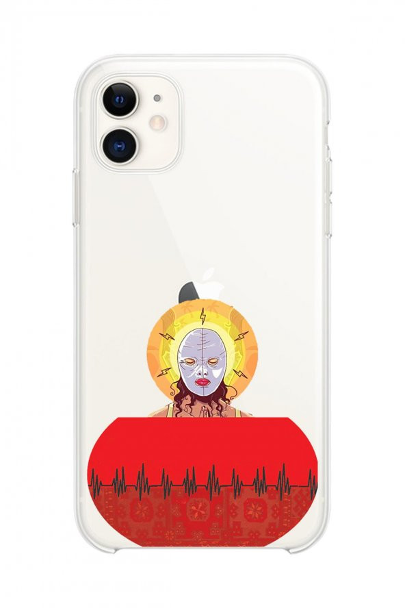 Lin Pesto Kadın Baskılı iPhone 11 Kabı Şeffaf Telefon Kılıfı