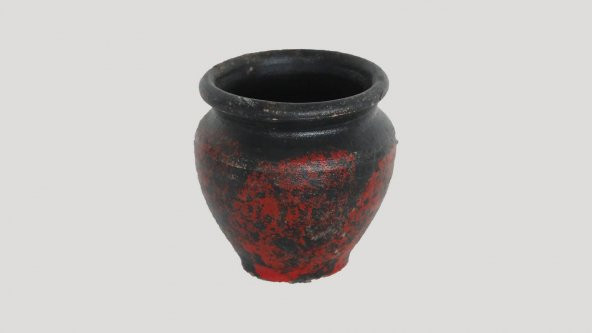 Kırmızı Toprak El Yapımı Boyalı Şekil Çömlek Vazo 20x16x10cm - 1