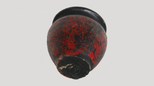 Kırmızı Toprak El Yapımı Boyalı Şekil Çömlek Vazo 20x16x10cm - 2