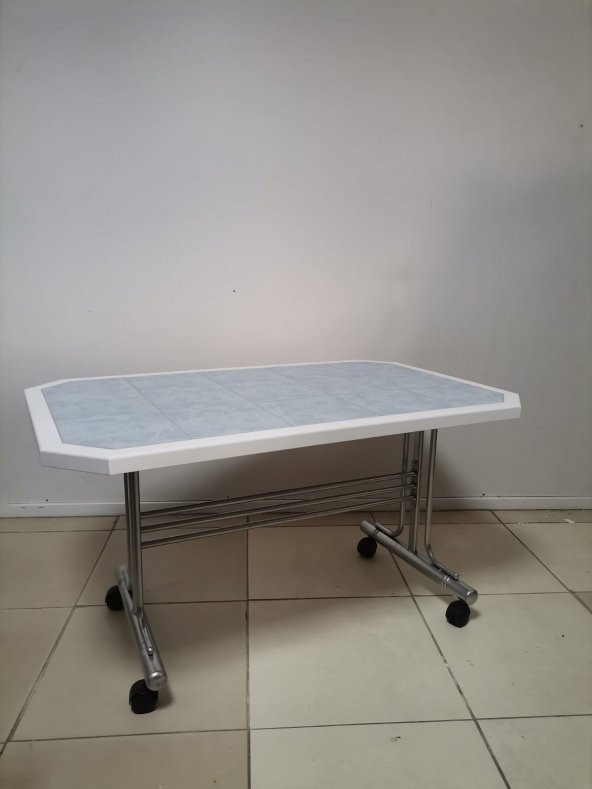 Tekerlekli Fayanslı Metal Ayaklı Orta Sehpa - 2