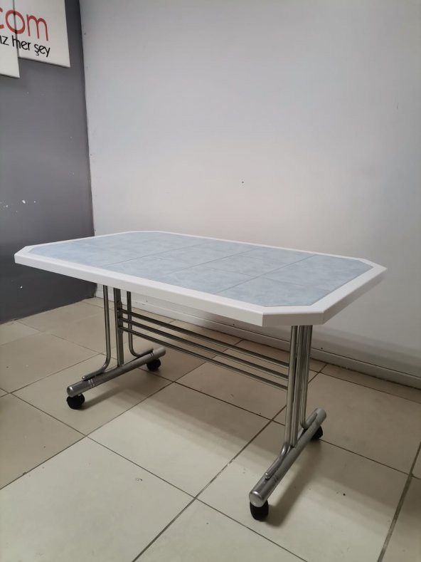 Tekerlekli Fayanslı Metal Ayaklı Orta Sehpa - 3