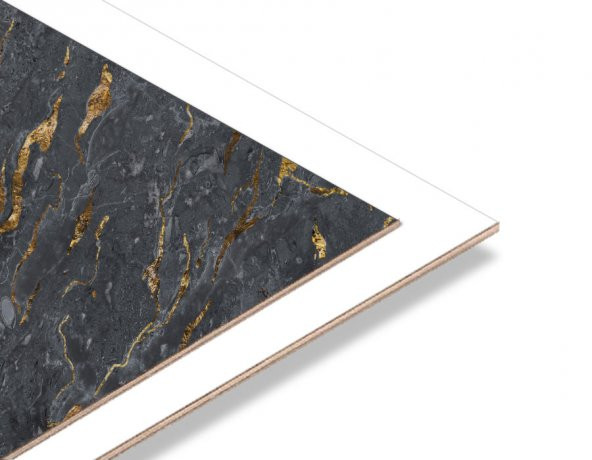 Siyah- Gold Mermer Desen 2.7 mm Mdf Ebatlı