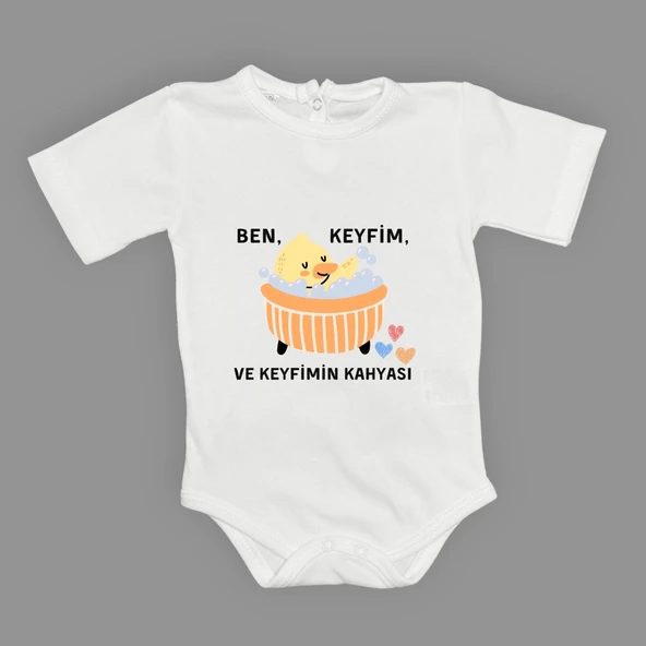 Ben Keyfim Ve Keyfimin Kahyası Baskılı Bebek Body Zıbın Çıtçıtlı Badi MNK0632 - Resim 12