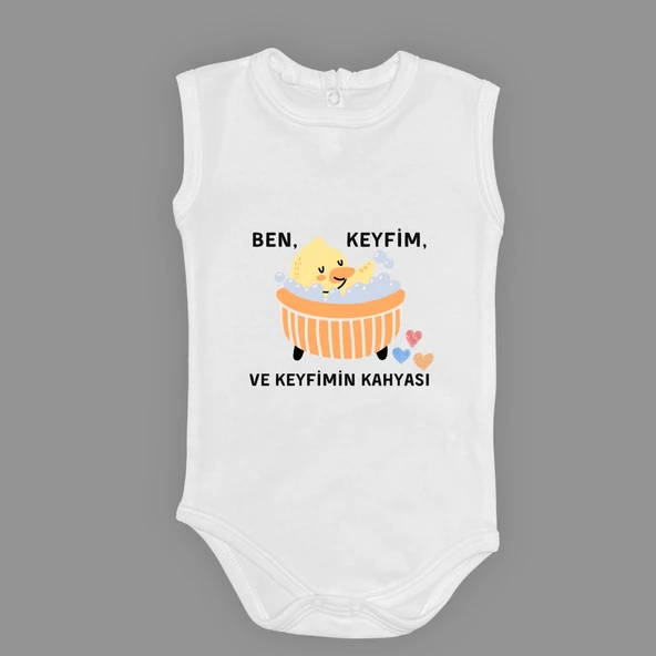 Ben Keyfim Ve Keyfimin Kahyası Baskılı Bebek Body Zıbın Çıtçıtlı Badi MNK0632 ürün görseli 1