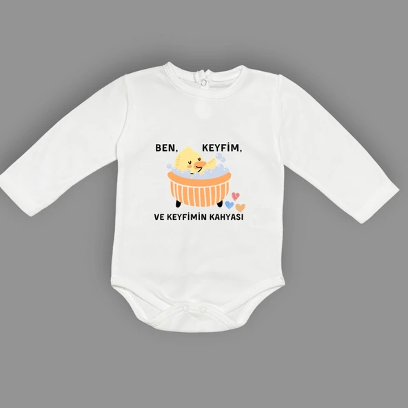Ben Keyfim Ve Keyfimin Kahyası Baskılı Bebek Body Zıbın Çıtçıtlı Badi MNK0632 - Resim 10