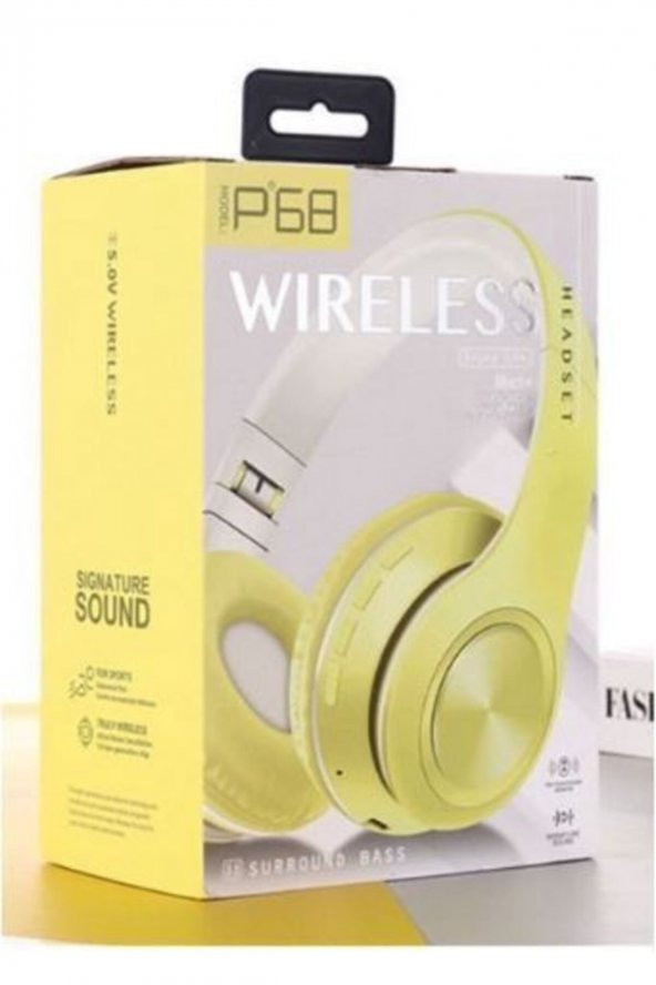 P68 Bluetooth 5.0 Wireless Kulaklık Sarı