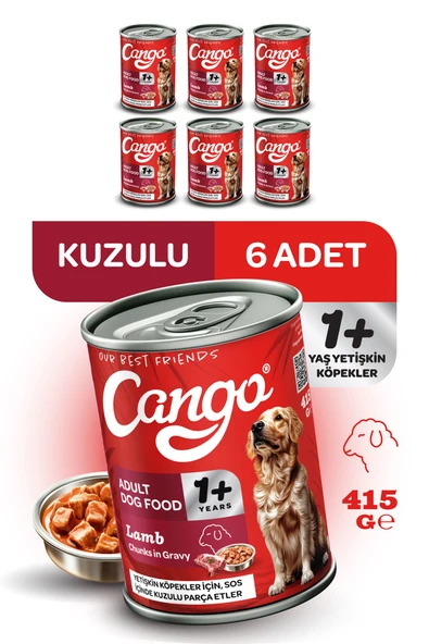 Cango Yetişkin Yaş Köpek Maması Kuzu Etli 415Gr 6Lı