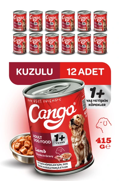 Cango Yetişkin Yaş Köpek Maması Kuzu Etli 415Gr 12Li - 2
