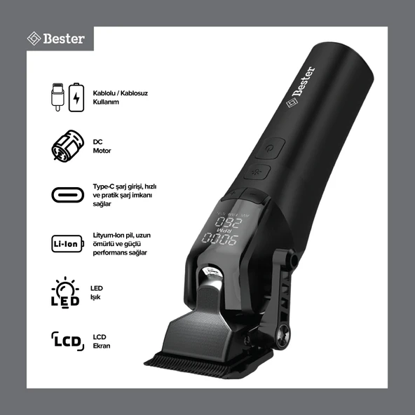 Bester HC9553 Profesyonel Lityum Ion Saç Kesme Makinesi - Resim 4