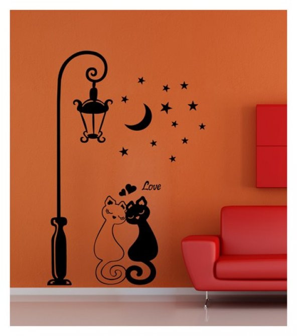 Lover Cats Kadife Duvar Sticker 114X173 Cm