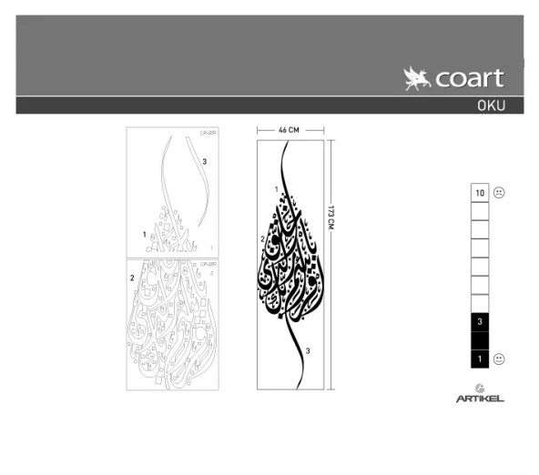 Yaradan Rabbin Adıyla Oku Kadife Duvar Sticker 46X173 Cm - Resim 4