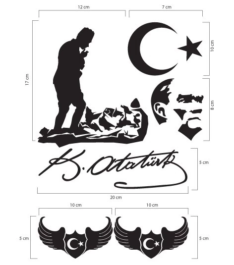 Atatürk-1 Araç Sticker 21X29 Cm / 6 Adet - 5