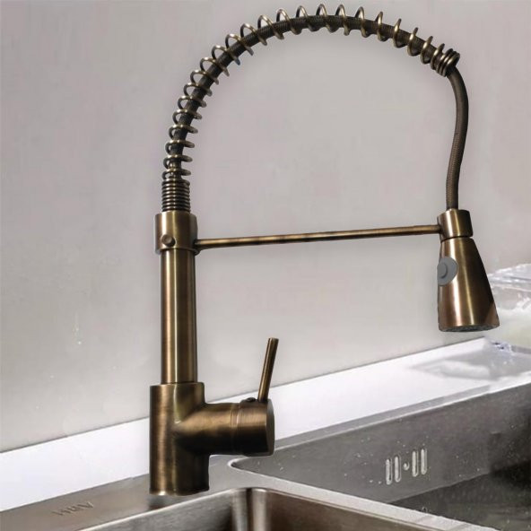 Antik Eskitme Batarya - Yaylı Endüstriyel Evye Lavabo Bataryası