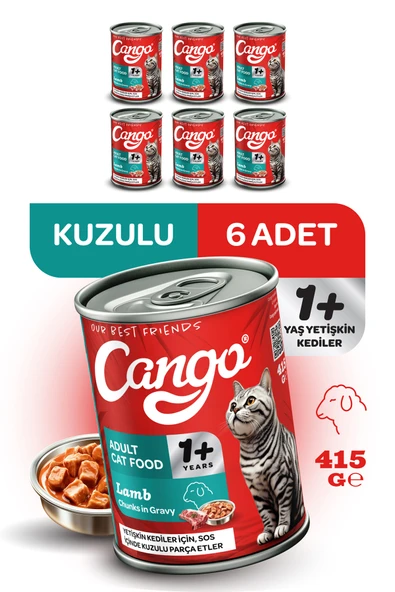 Cango Yetişkin Yaş Kedi Maması Kuzu Etli 415Gr 6Lı