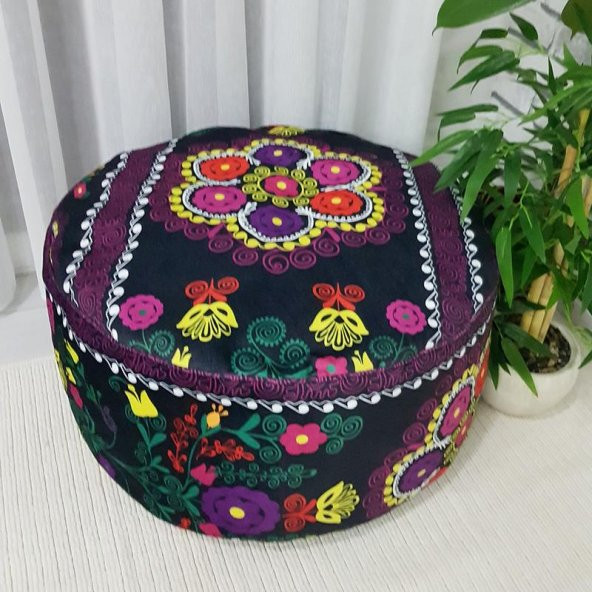 Suzani Etnik Tasarım Etnik Puf  İçlikli Hazır