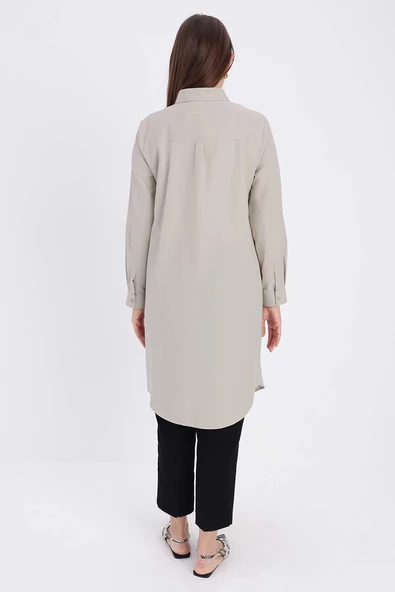 Bej-Gizli Patlı Gömlek - Resim 4