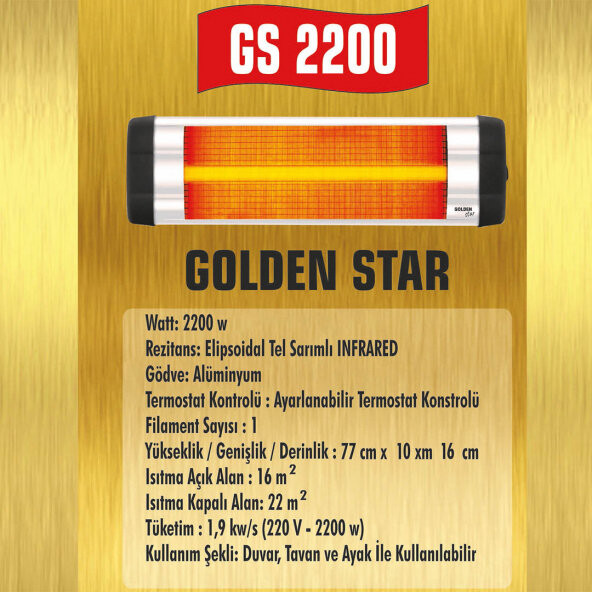 Golden Light GL 2200W Duvar Tipi Infrared Isıtıcı - 2