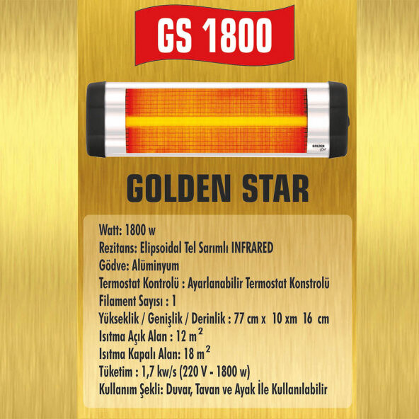 Golden Light GL 1800W Duvar Tipi Infrared Isıtıcı - 2