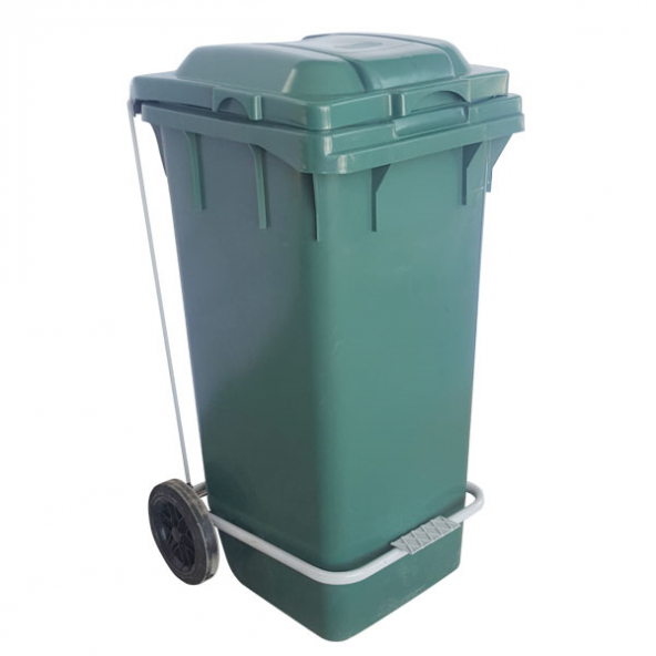 Pedallı Çöp Kovası 120 Lt Plastik - Yeşil