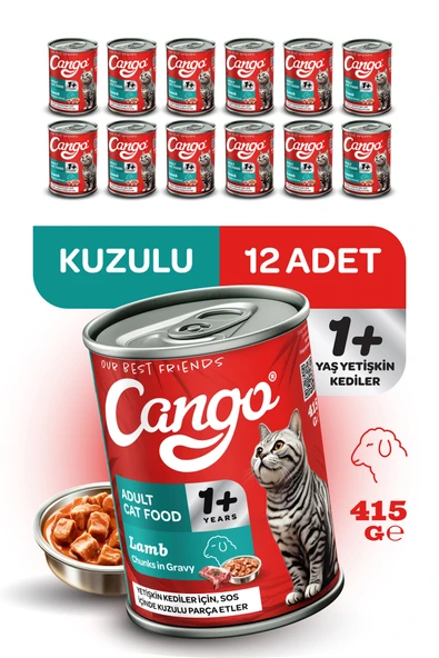 Cango Yetişkin Yaş Kedi Maması Kuzu Etli 415Gr 12Li - 2