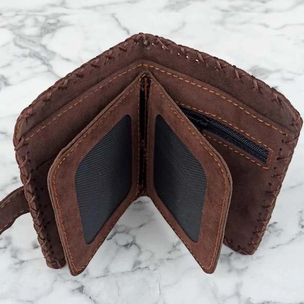 El Yapımı Kadın Cüzdan Vegan Deri Sevimli Cadı Görselli Hardal Renk - 6