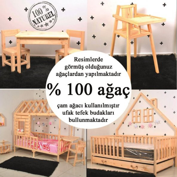 Montessori Ahşap Beşik Bebek Beşiği Sallanır Doğal Organik - 3