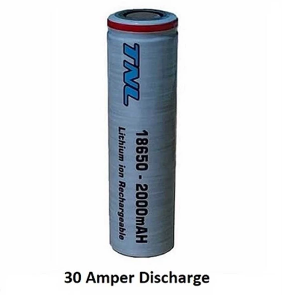 TNL 18650 2000mAH 3.7V 30A Discharge Li-ion Başlıksız Şarjlı Pil