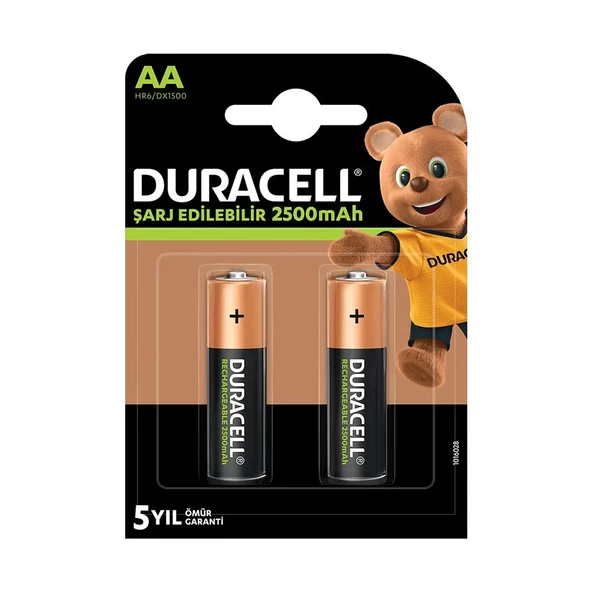 Duracell Şarj Edilebilir Pil 2'li AA Kalem Pil 2500 mAh