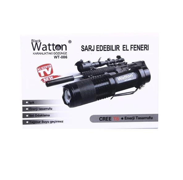 Watton Wt-086 Orjinal 800 Lümen T6 Şarjlı El Feneri