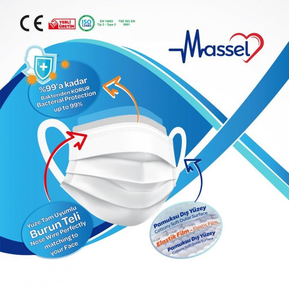 Massel Cerrahi Maske 1 Kutu (50 Adet) - 2