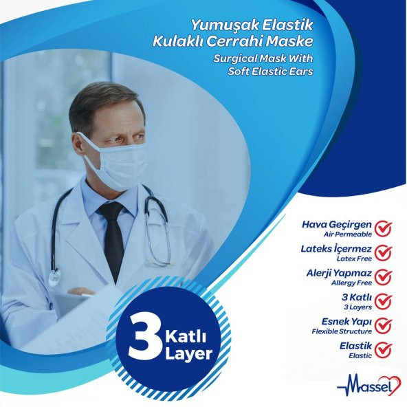 Massel Cerrahi Maske 1 Kutu (50 Adet) - 3