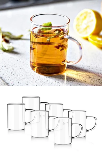 Kapris 200 ml Isıya Dayanıklı Borosilikat Cam Kupa Bardak 6'lı