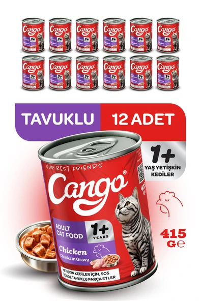 Cango Yetişkin Yaş Kedi Maması Tavuklu 415Gr 12Li - 2