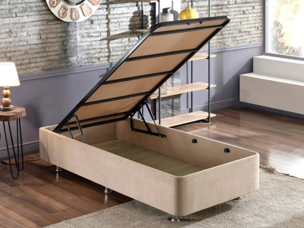 Niron Polo Baza ve Başlık Seti - 90x190 cm Tek Kişilik Sütlü Kahve Kumaş Baza ve Başlığı Soho Kumaş - 3