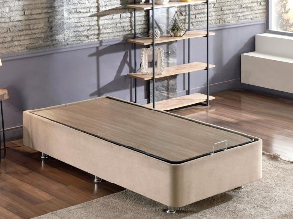 Niron Polo Baza ve Başlık Seti - 90x190 cm Tek Kişilik Sütlü Kahve Kumaş Baza ve Başlığı Soho Kumaş - 4