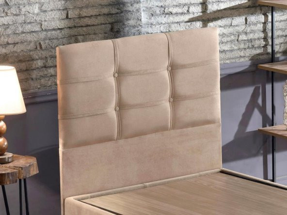 Niron Polo Baza ve Başlık Seti - 90x190 cm Tek Kişilik Sütlü Kahve Kumaş Baza ve Başlığı Soho Kumaş - 5